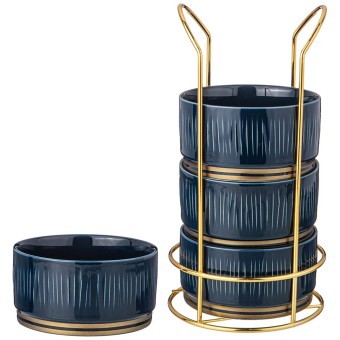 Набор салатников lefard "herbal" на металл. подставке 4 шт. 11,5*6 см 450 мл синий Lefard (42-501)