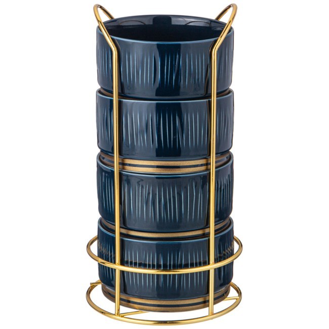 Набор салатников lefard "herbal" на металл. подставке 4 шт. 11,5*6 см 450 мл синий Lefard (42-501) Набор салатников lefard "herbal" на металл. подставке 4 шт. 11,5*6 см 450 мл синий Lefard (42-501)