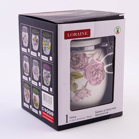 Банка для сыпучих 700мл Розовый сад доломит/металл LR (60255)