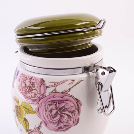 Банка для сыпучих 700мл Розовый сад доломит/металл LR (60255)