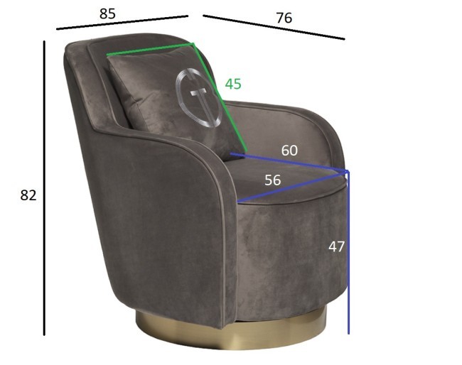 Кресло вращающееся велюр серый 76*85*82см (TT-00011168)