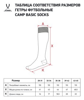 Гетры футбольные JOGEL CAMP BASIC SOCKS, темно-синий/серый/белый (2076949)
