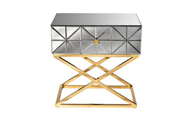 Тумба с матовой зерк.отделкой каркас металл.  60*40*60см (TT-00005661) Тумба с матовой зерк.отделкой каркас металл.  60*40*60см (TT-00005661)