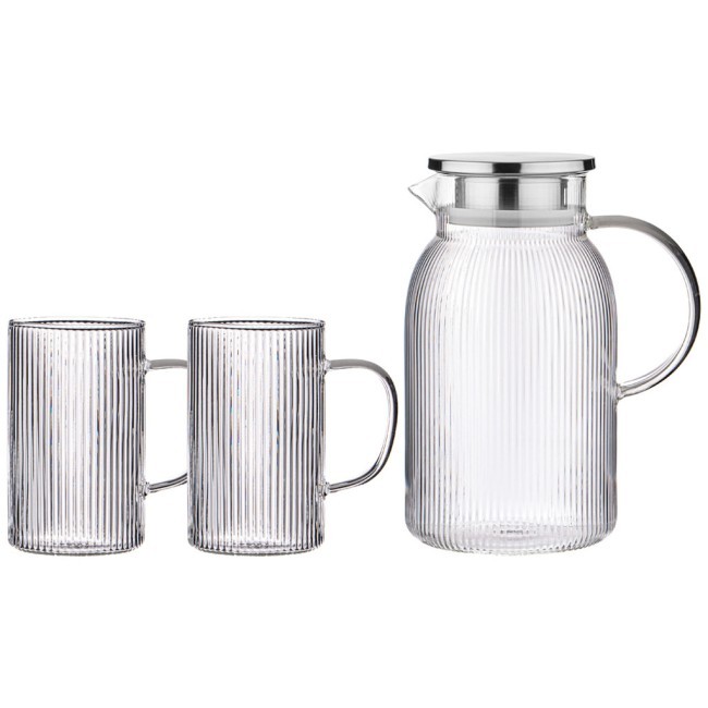 Набор agness"high-tech" кувшин с крышкой фильтром 1600 мл + 2 кружки 320 мл цвет:прозрачный Agness (889-150)