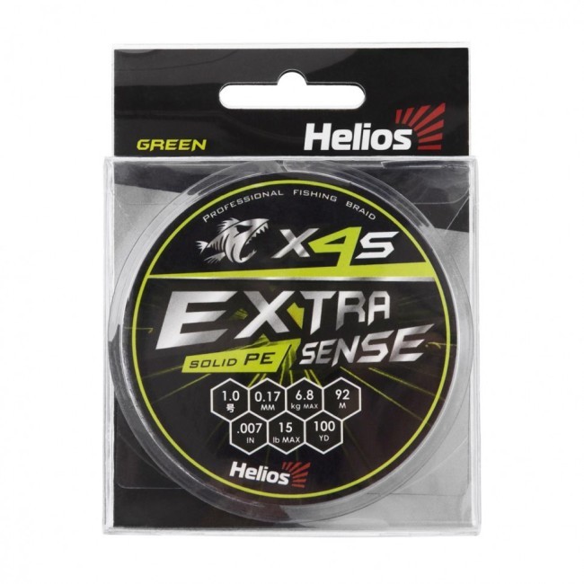 Шнур плетеный Helios Extrasense X4S PE 1/15LB 0,17мм 92м Green HS-ES-X4S-1/15LB (76094) Шнур плетеный Helios Extrasense X4S PE 1/15LB 0,17мм 92м Green HS-ES-X4S-1/15LB (76094)