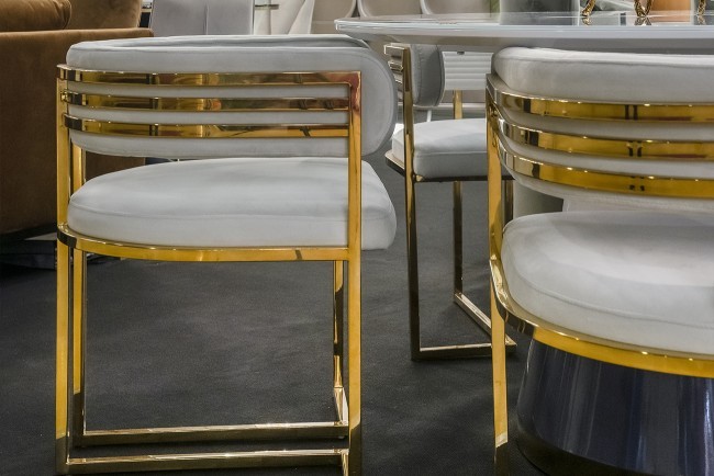 Стул велюр светло-серый/золото 60*55*73см (TT-00007393)