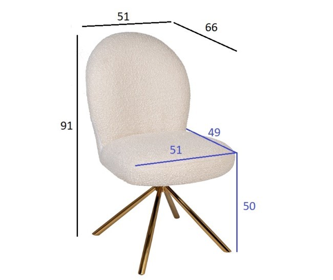 Стул обеденный поворотный букле белый 66*51*91см (TT-00013159)