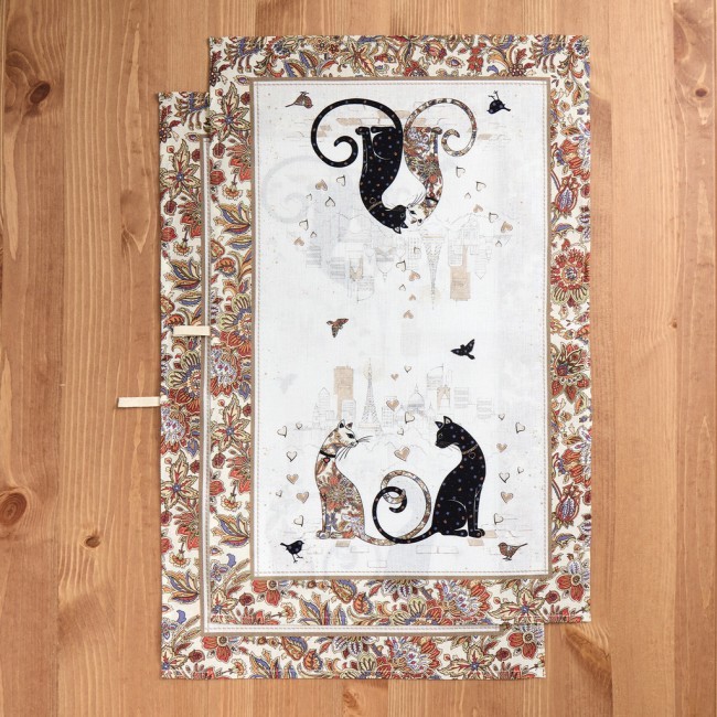 Набор  полотенец из 2-х шт "парижские коты" 40х60см, 100% хлопок, белый твил Lefard (850-746-63)