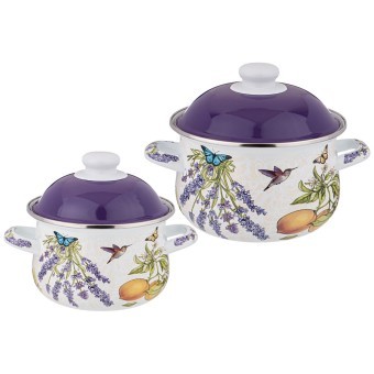 Набор кастрюль agness эмалированных серия "прованс лимоны", 4пр. 1,5л и 2,8л, 16х10см, 20х12см Agness (934-700)