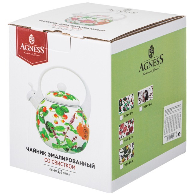 Чайник agness эмалированный со свистком серия "фруктовая корзина", 2,2л, индукционное дно Agness (934-569) Чайник agness эмалированный со свистком серия "фруктовая корзина", 2,2л, индукционное дно Agness (934-569)