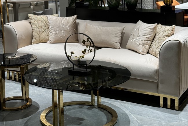 Диван Lucerne трехместный велюр бежевый 230*86*75см (TT-00012026)