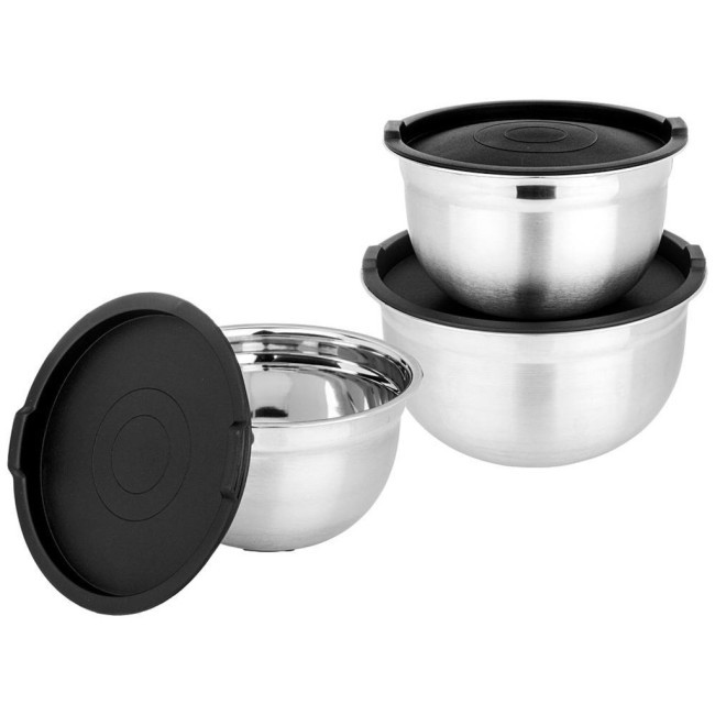 Набор мисок agness с крышками, противоскользящее дно, 6 пр, 1,3/2,6/4 л. d=18/22/26 cm Agness (880-133)