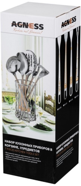 Набор кухонных принадлежностей agness в корзине, 7пр. серия garden Agness (922-250)