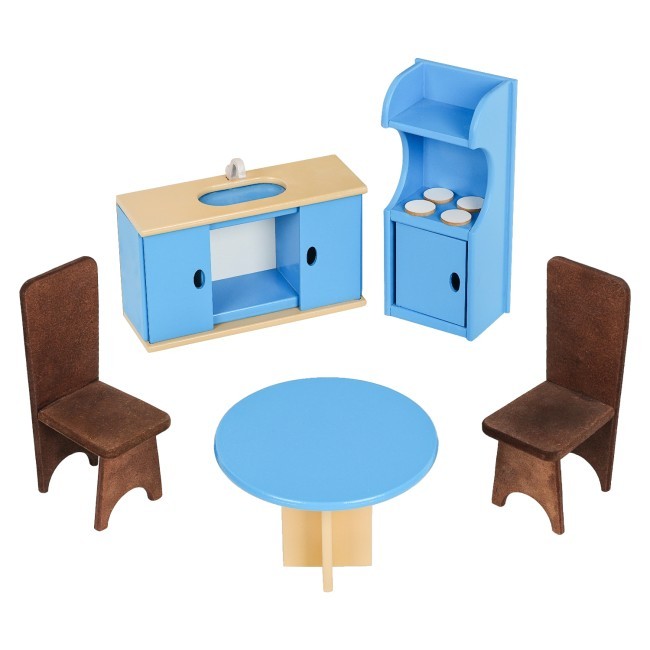 Деревянный кукольный домик "Вдохновение", с мебелью 16 предметов в наборе, для кукол 30 см (PD315)