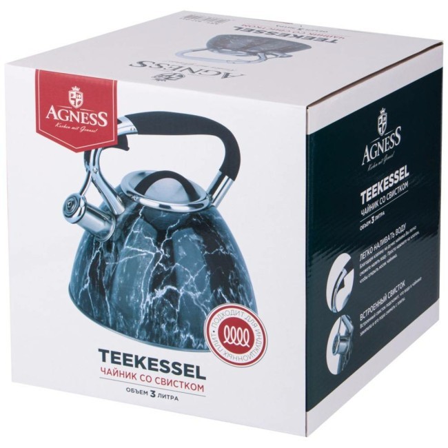 Чайник agness со свистком, серия fantasy, 3,0 л, индукционное капсульное дно Agness (937-040)