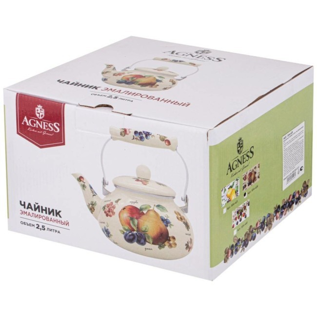 Чайник agness  эмалированный серия "фрукты" 2,5 л Agness (934-426)