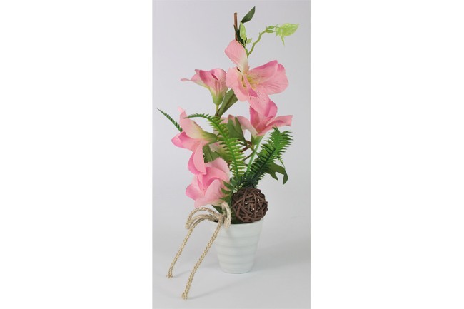 Декор.цветы Вьюнок розовый в керам.вазе - DG-W16015P Dream Garden
