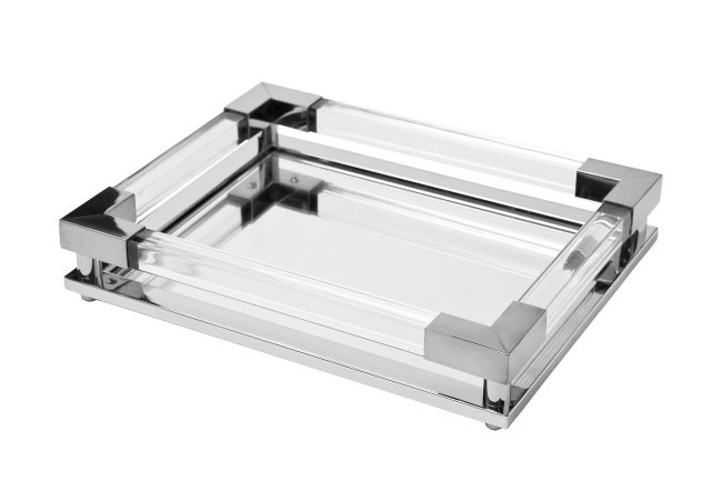 Поднос декоративный зеркальное основание, цвет серебро 32*25*5см (TT-00008783) Поднос декоративный зеркальное основание, цвет серебро 32*25*5см (TT-00008783)