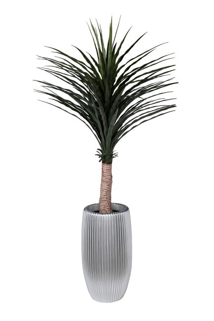 Кашпо серебристое с полосками d26*49см (TT-00010826)