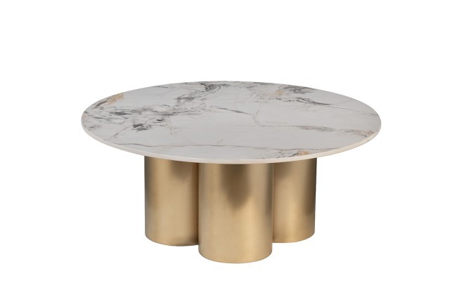 Стол журнальный керамогранит белый d80*35см (TT-00013333)