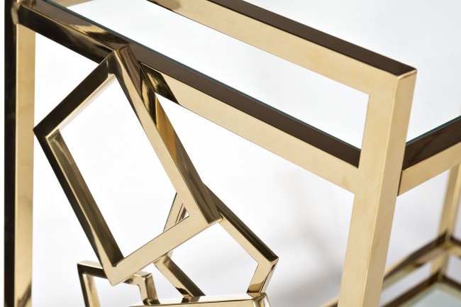 Стол-тележка сервировочн ст.прозр/золото 80*40*83 (TT-00004813)