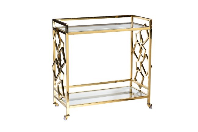 Стол-тележка сервировочн ст.прозр/золото 80*40*83 (TT-00004813)
