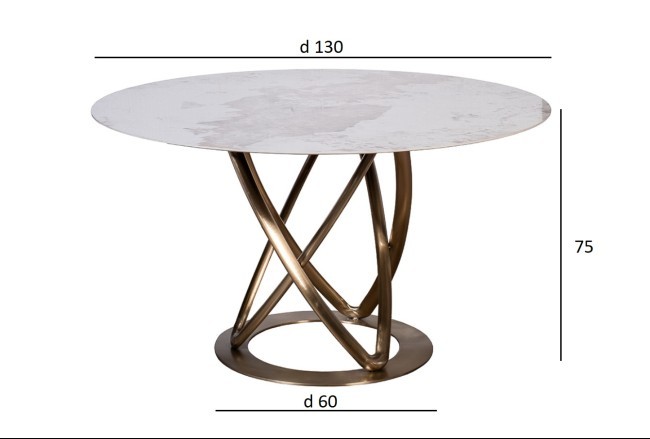 Стол обеденный белый керамика d130*75см (TT-00012672)