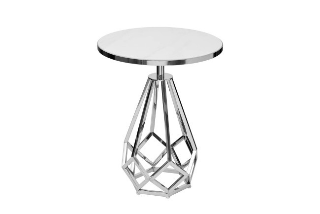 Стол журнальный с мраморной столешницей d50*62см, цвет опоры серебро (TT-00008805)