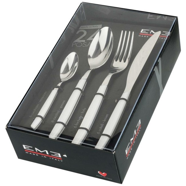 Набор столовых приборов "cromo" белый на 6 персон 24 пр. Eme (638-009)