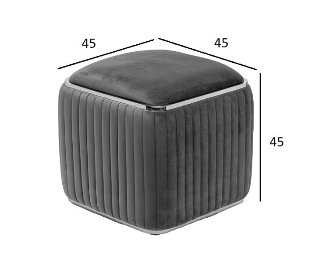 Пуф Glarus, велюр серый 45*45*45 см (TT-00011106)