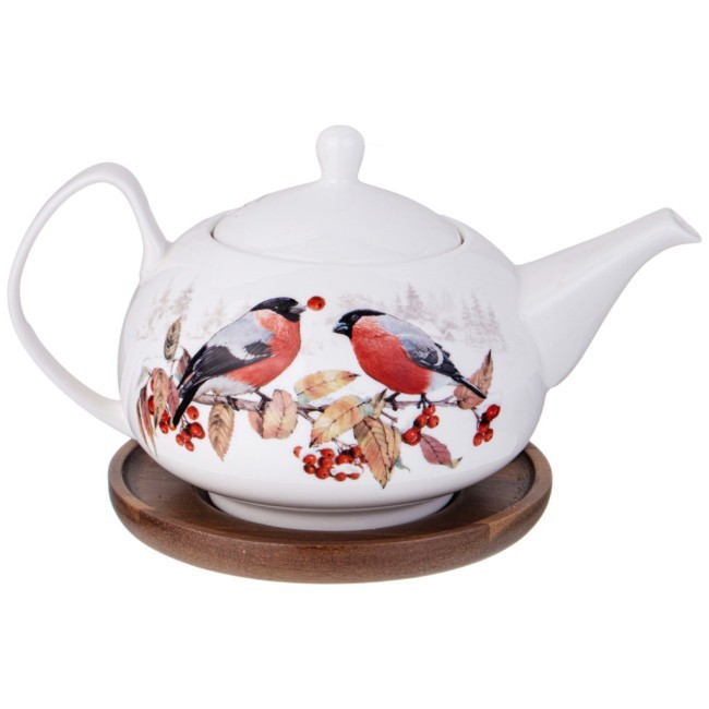 Чайник lefard "лесная сказка" снегири 930 мл на дерев. подставке Lefard (85-2023) Чайник lefard "лесная сказка" снегири 930 мл на дерев. подставке Lefard (85-2023)