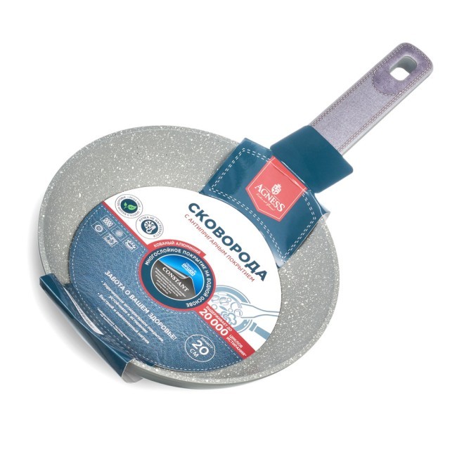 Сковорода с антипригарным покрытием pfluon marble, 20*4,5 см Agness (902-120) Сковорода с антипригарным покрытием pfluon marble, 20*4,5 см Agness (902-120)