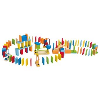 Настольная игра "Падающее домино - Классическое" для детей, 100 деревянных доминошек и переходов (E1042_HP)