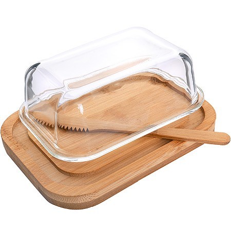 Масленка стекло-бамбук с ножом МВ (30668)