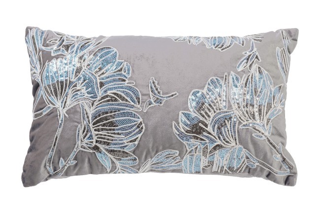 Подушка с пайетками "Арт Магнолия" серый 30*50см (TT-00014381)