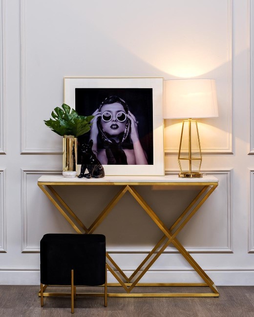 Банкетка велюр черный/золото 42х42х42см (TT-00000574)