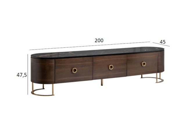 Тумба под ТВ коричневая 200*45*47,5см (TT-00011443)