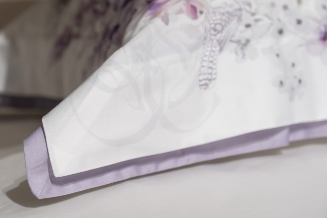 Комплект постельного белья сатин принт Фиори,сиренево-белый,200*220- 1шт,50*70 -2шт (TT-00015271)