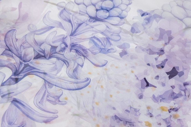 Комплект постельного белья сатин принт Фиори,сиренево-белый,200*220- 1шт,50*70 -2шт (TT-00015271)