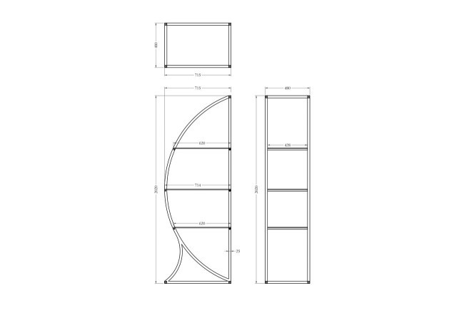 Стеллаж "Полусфера" прозрачное стекло/хром 71*48*202см (TT-00005792)