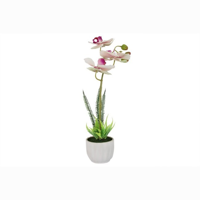 Декоративные цветы Орхидея бело-сиреневая в керам.вазе - DG-PF7107-LP Dream Garden