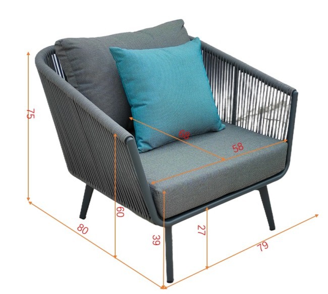 Кресло "ARIAL" уличное серое 80*79*75см (TT-00012371)