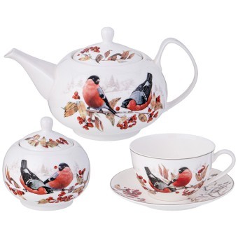 Чайный сервиз lefard "лесная сказка" снегири на 6 пер. 14 пр. 930/380/300 мл Lefard (85-2025)