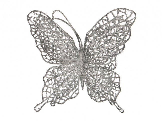 Изделие декоративное "бабочка" на клипсе. длина=14см. серебро Lefard (241-2444)