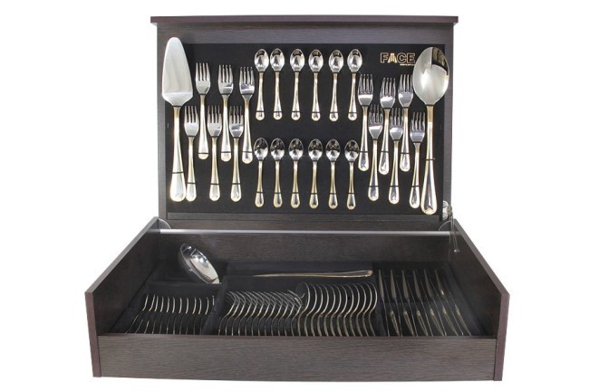 Столовые приборы, 12 перс, 75 пр, сталь, с золотистой вставкой, Santorini Gold - F-SANG/75-AL Face Столовые приборы, 12 перс, 75 пр, сталь, с золотистой вставкой, Santorini Gold - F-SANG/75-AL Face