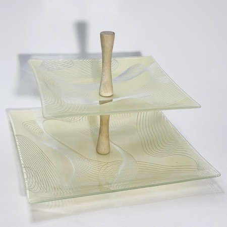 Ваза для фруктов БРИЗ шмп.2-х ярус 4пр стекло/дерево (161656) Ваза для фруктов БРИЗ шмп.2-х ярус 4пр стекло/дерево (161656)