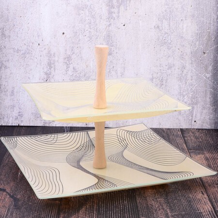 Ваза для фруктов БРИЗ шмп.2-х ярус 4пр стекло/дерево (161656) Ваза для фруктов БРИЗ шмп.2-х ярус 4пр стекло/дерево (161656)