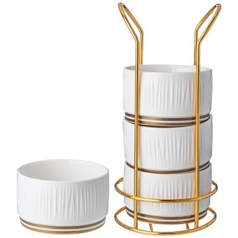 Набор салатников lefard "herbal"  на металл. подставке 4 шт. 9*5 см 230 мл Lefard (42-498)