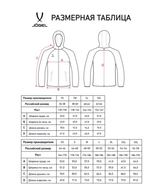 Куртка ветрозащитная JOGEL CAMP Rain Jacket, красный (2095803)