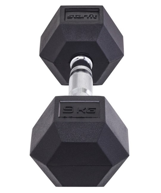 Гантель гексагональная Starfit DB-301 9 кг, обрезиненная, черный (1484596)